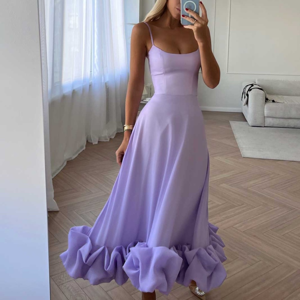 Post Meridiem Flounce Bustier Midi Dress